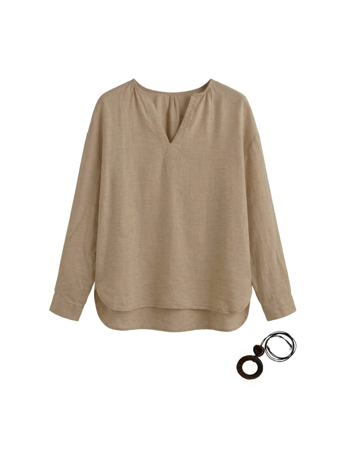 Blusa in Tencel Beige Scuro