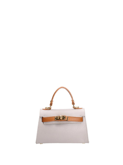 Borsa a mano da donna In Vera pelle | Roberta Rossi | RR220722123FBG-D86_GRIGIO_CHIARO+D44_CUOIO