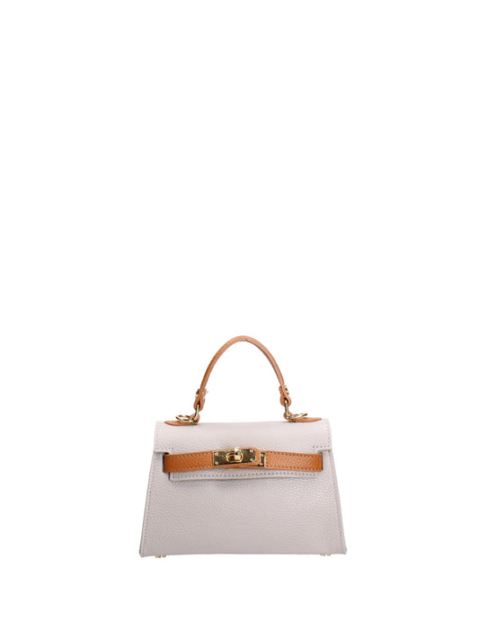 Borsa a mano da donna In Vera pelle | Roberta Rossi | RR220722123FBG-D86_GRIGIO_CHIARO+D44_CUOIO