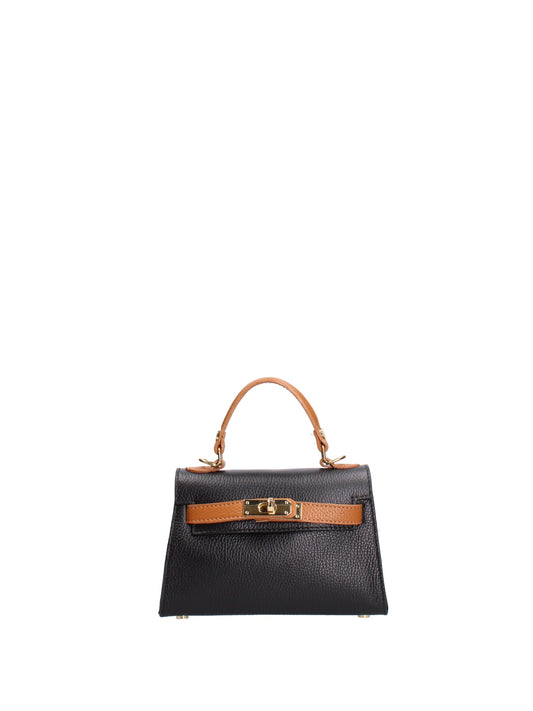 Borsa a mano da donna In Vera pelle | Roberta Rossi | RR220722123FBG-D28_NERO+D44_CUOIO