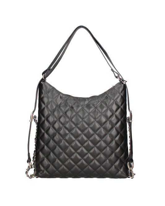 Borsa a spalla convertibile in zaino da donna In Vera pelle | Roberta Rossi | RR220714423FBG-NERO