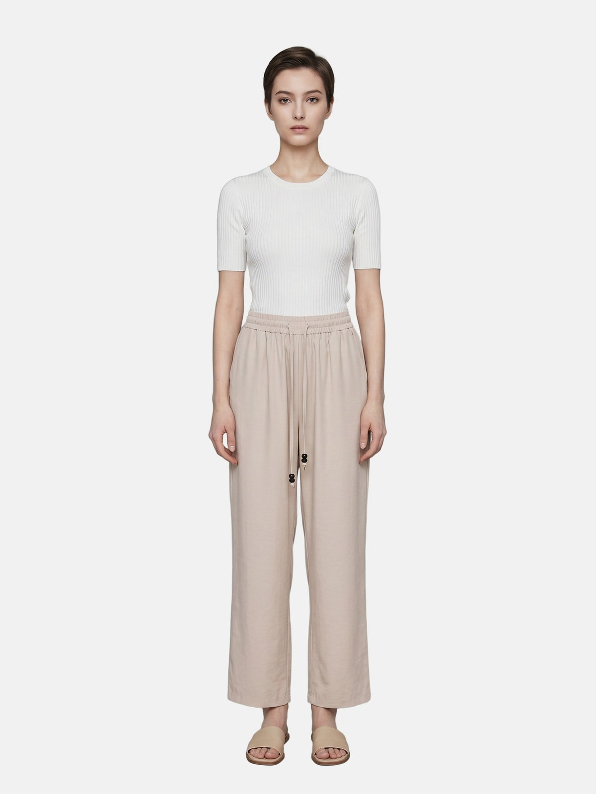 Pantaloni in Cotone Beige