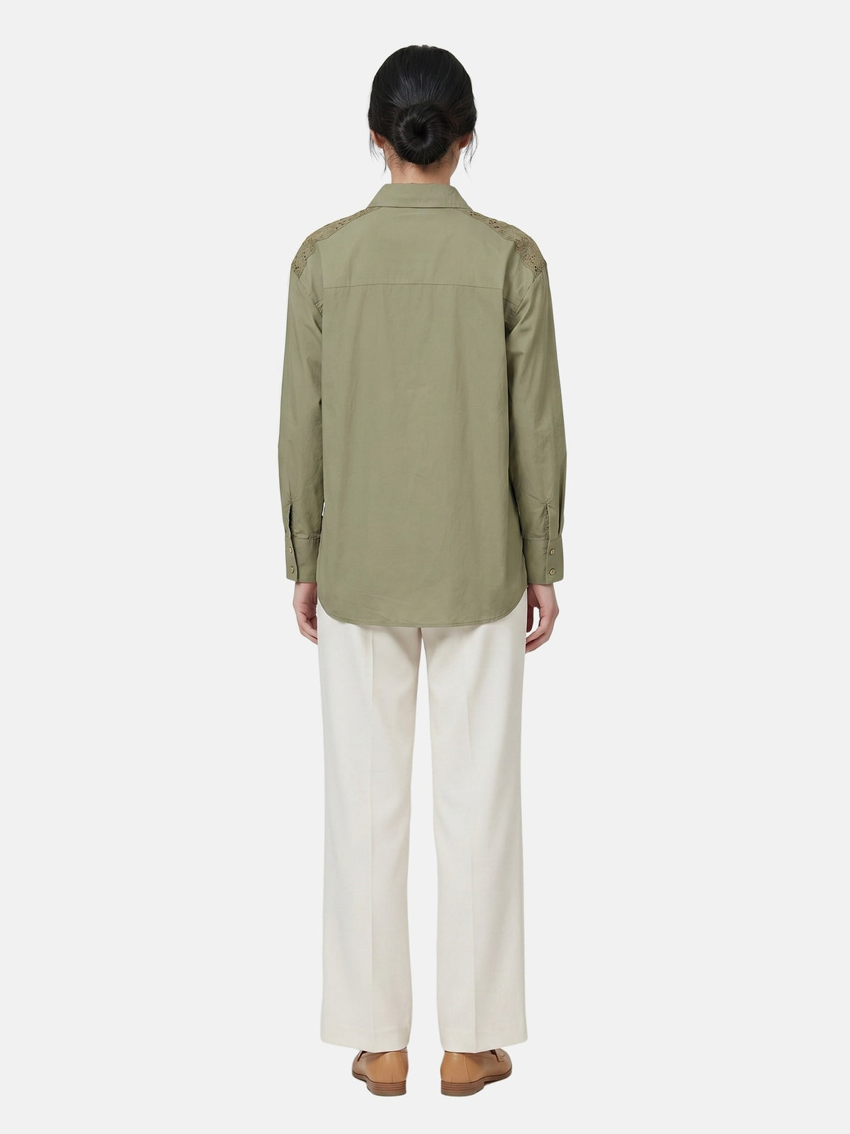 Camicia in Cotone Verde Militare