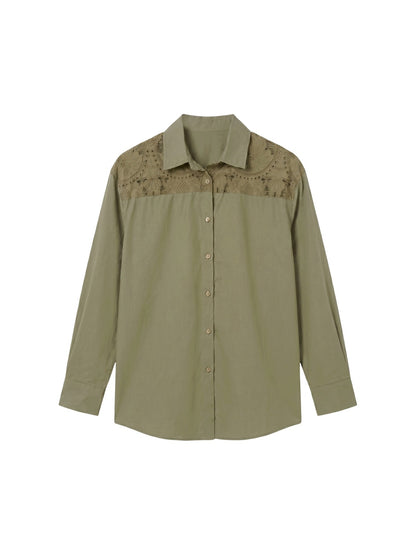 Camicia in Cotone Verde Militare