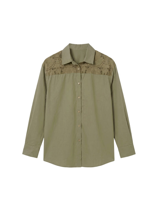 Camicia in Cotone Verde Militare