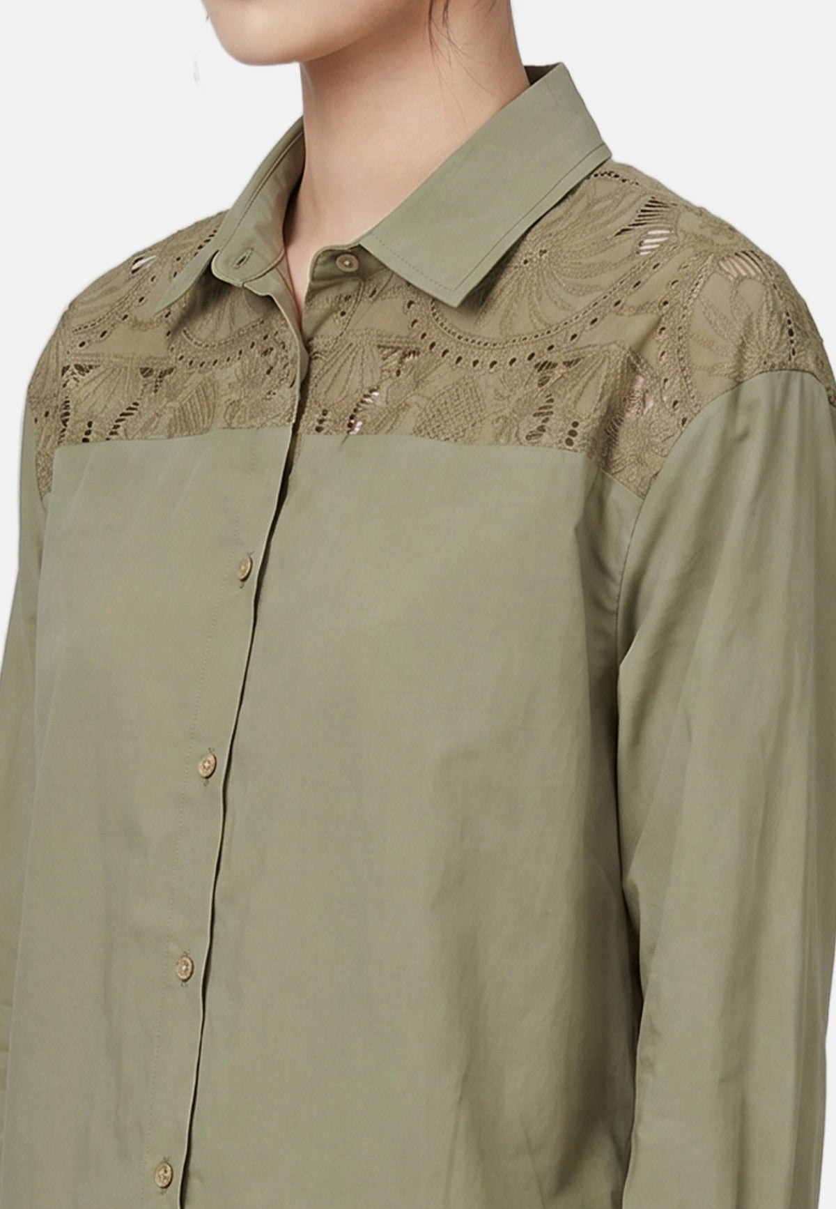 Camicia in Cotone Verde Militare