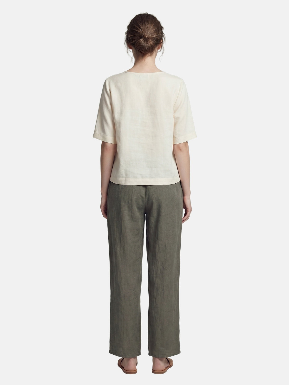 Pantaloni in Viscosa Verde Militare