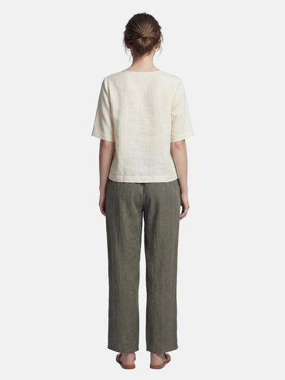 Pantaloni in Viscosa Verde Militare