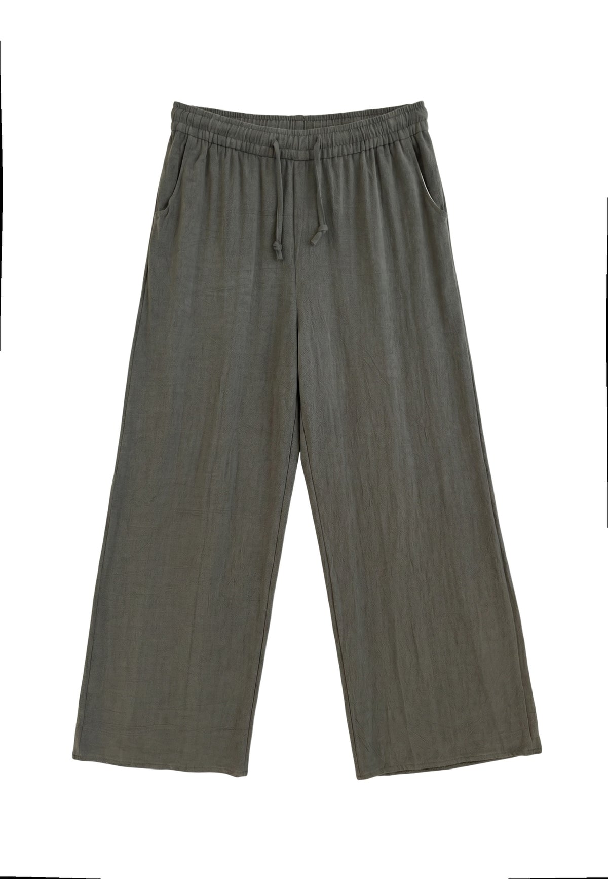 Pantaloni in Viscosa Verde Militare