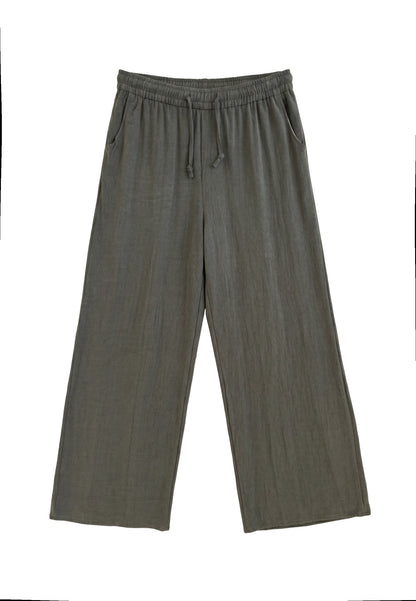 Pantaloni in Viscosa Verde Militare