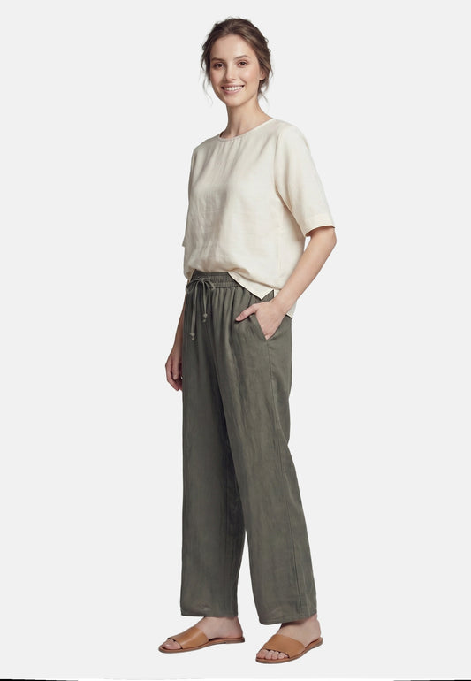 Pantaloni in Viscosa Verde Militare
