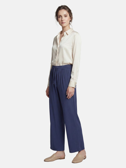 Pantaloni in Viscosa Blu Scuro