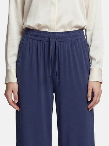 Pantaloni in Viscosa Blu Scuro