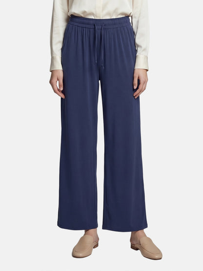 Pantaloni in Viscosa Blu Scuro