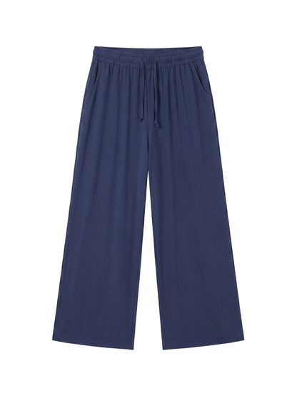 Pantaloni in Viscosa Blu Scuro