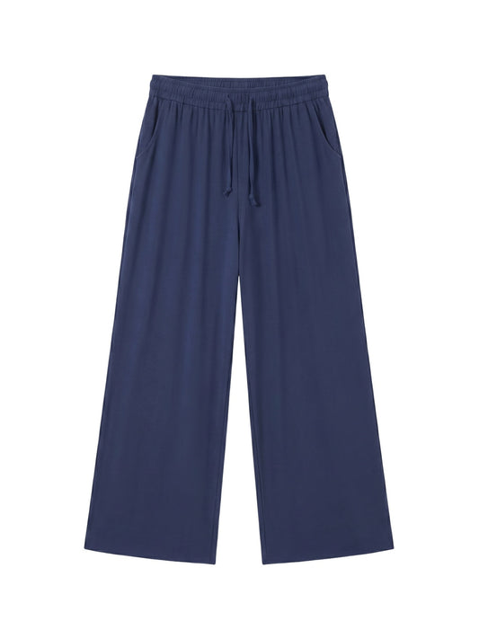 Pantaloni in Viscosa Blu Scuro