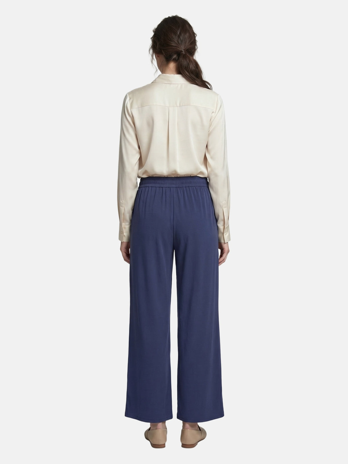 Pantaloni in Viscosa Blu Scuro