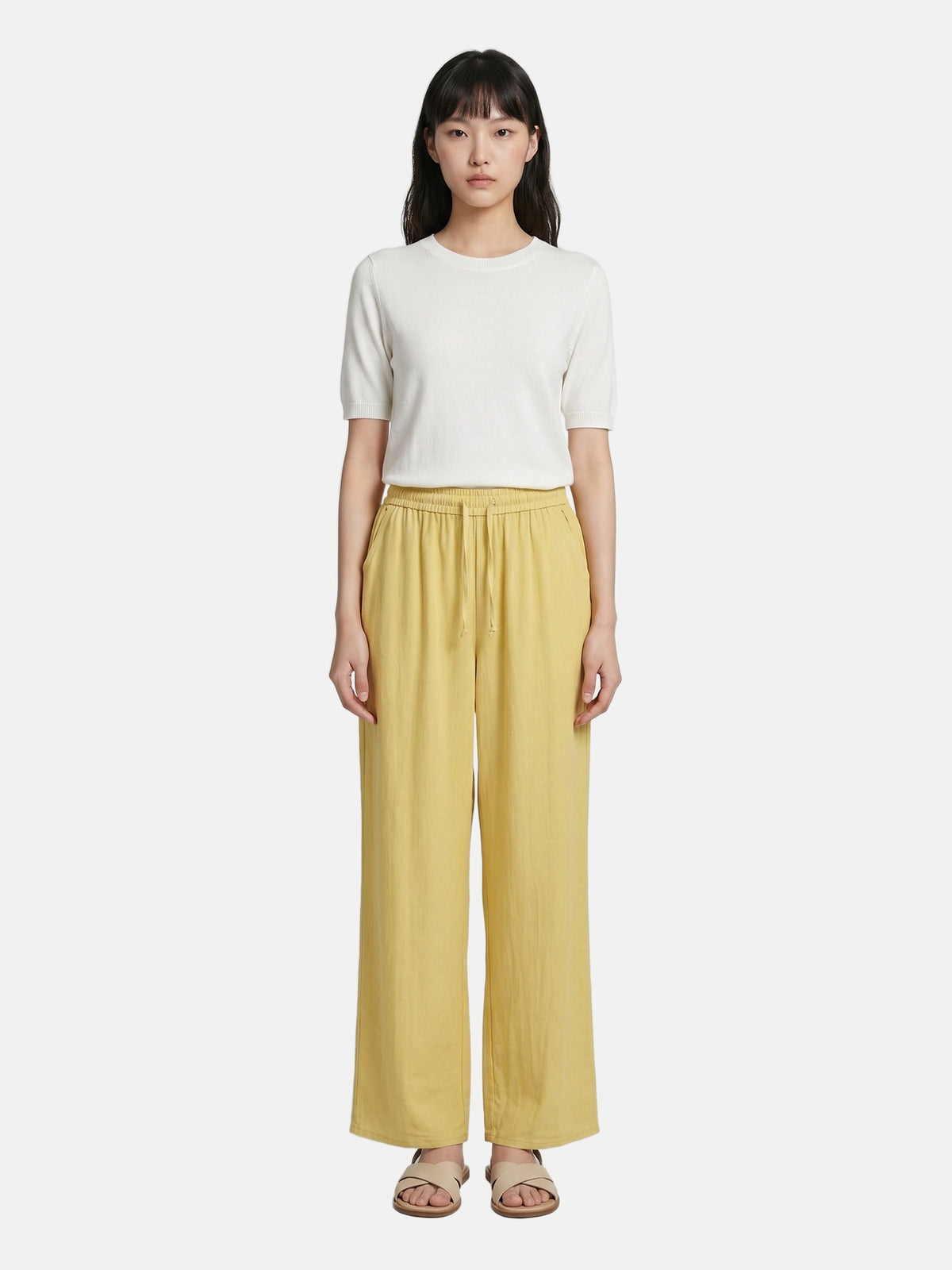 Pantaloni in Viscosa Giallo