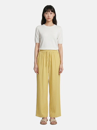 Pantaloni in Viscosa Giallo