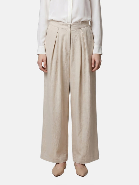 Pantaloni in Viscosa Beige