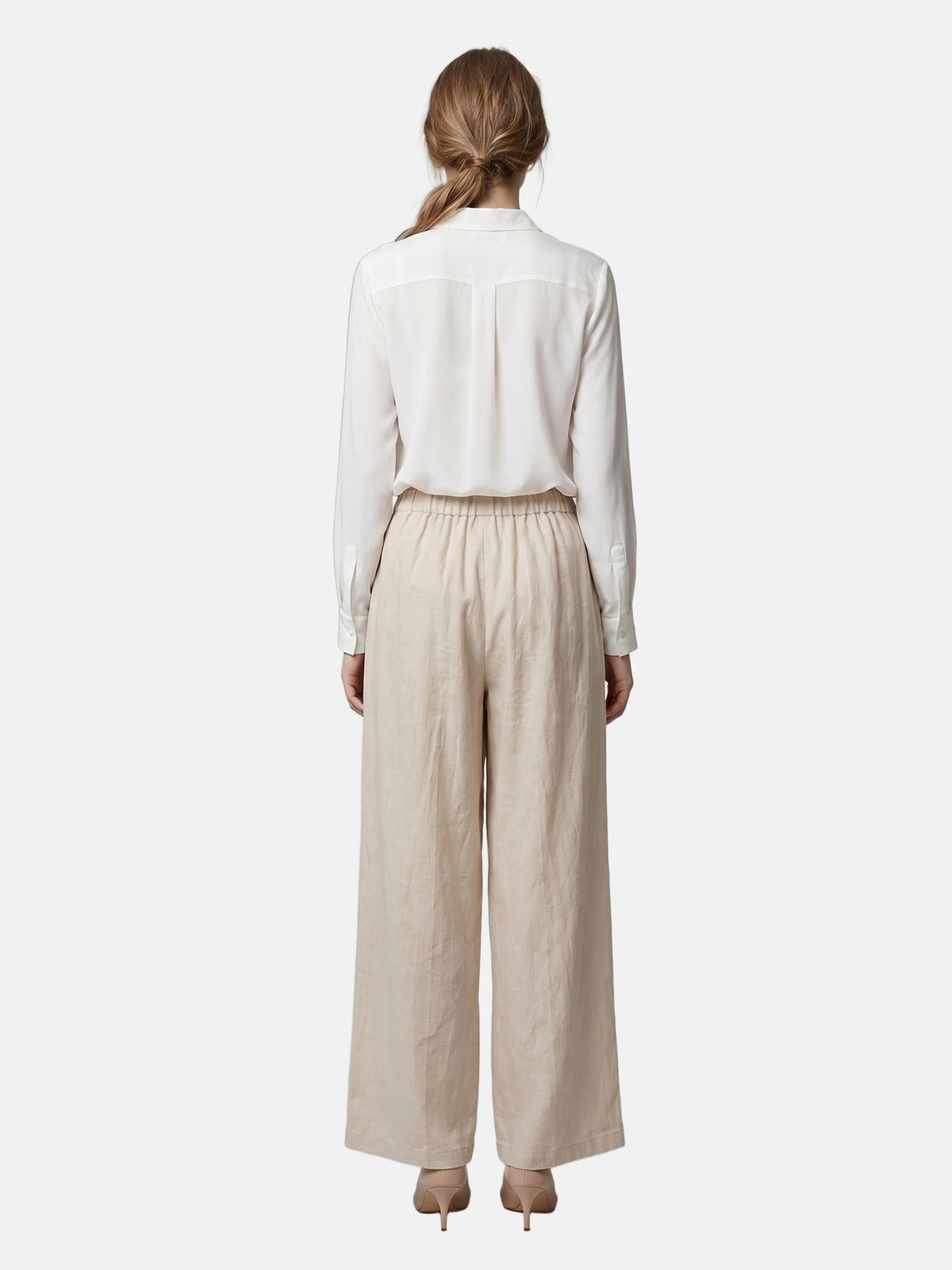 Pantaloni in Viscosa Beige