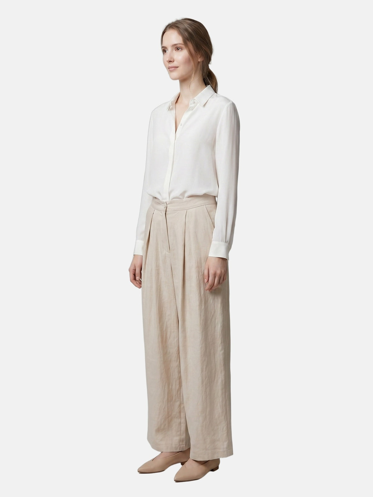 Pantaloni in Viscosa Beige