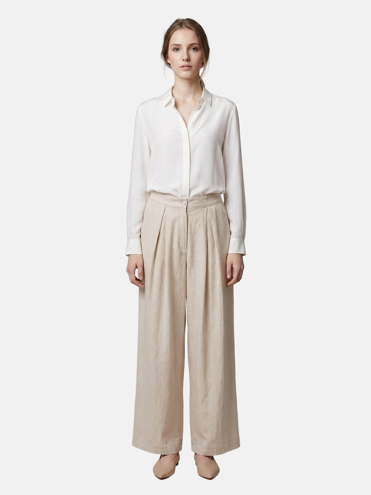 Pantaloni in Viscosa Beige