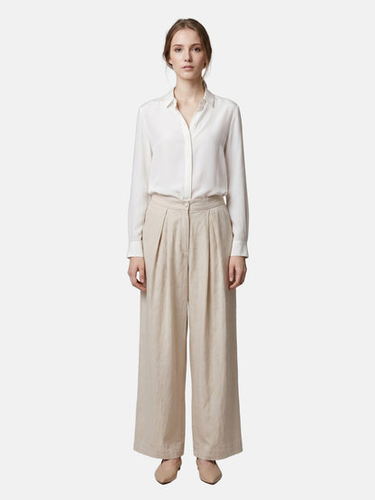 Pantaloni in Viscosa Beige