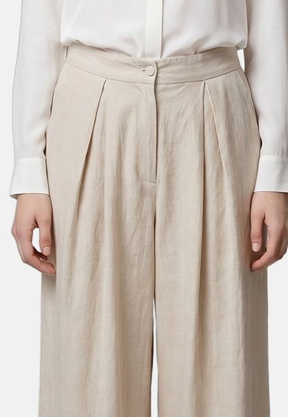 Pantaloni in Viscosa Beige