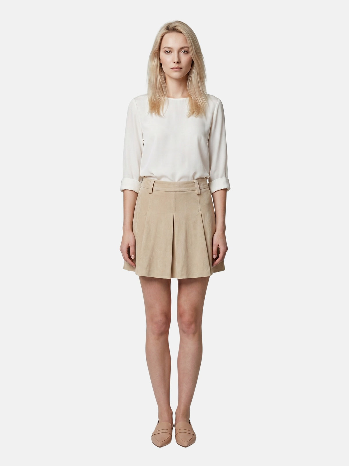 Gonna in Poliestere Beige