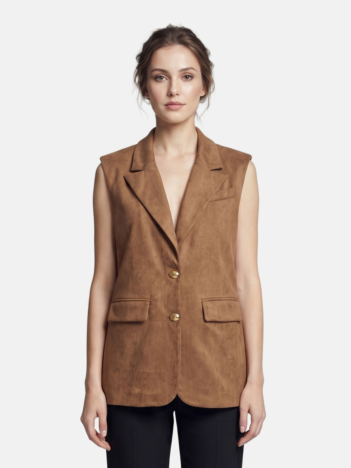 Gilet in Poliestere Marrone Scuro