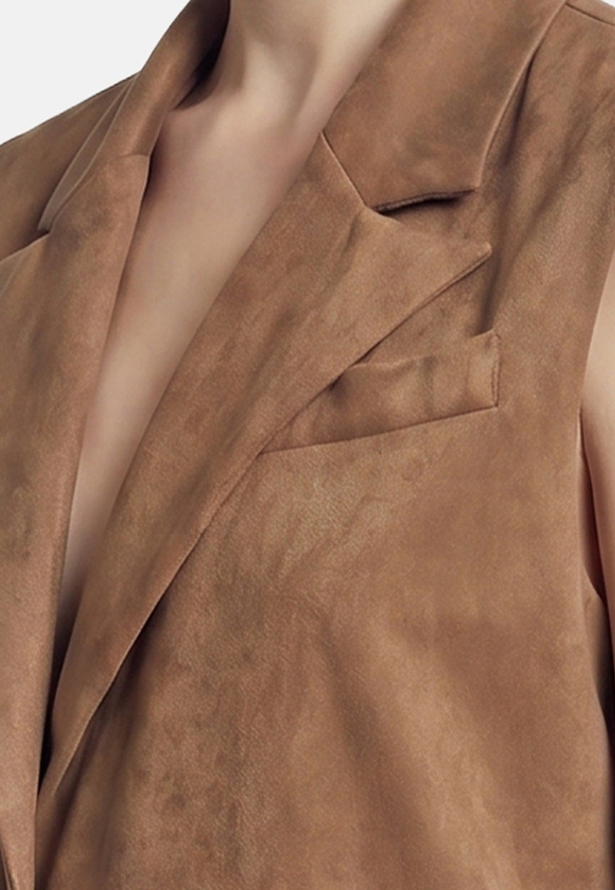 Gilet in Poliestere Marrone Scuro