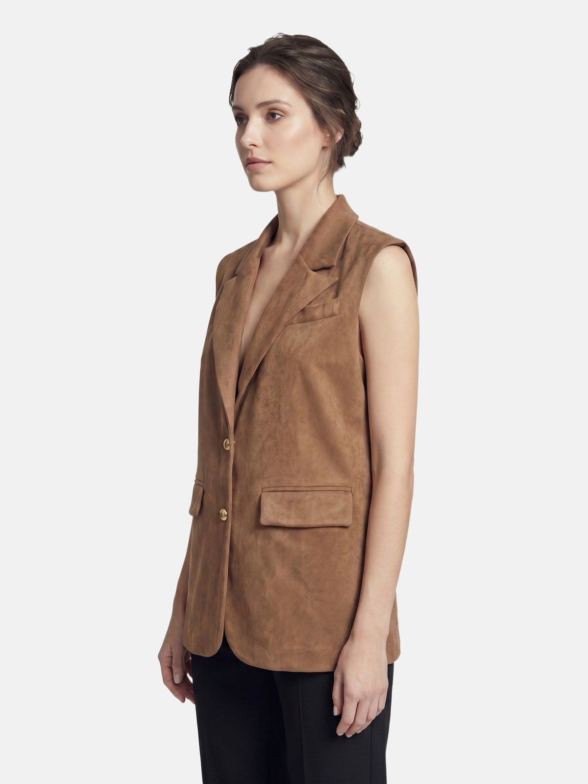 Gilet in Poliestere Marrone Scuro