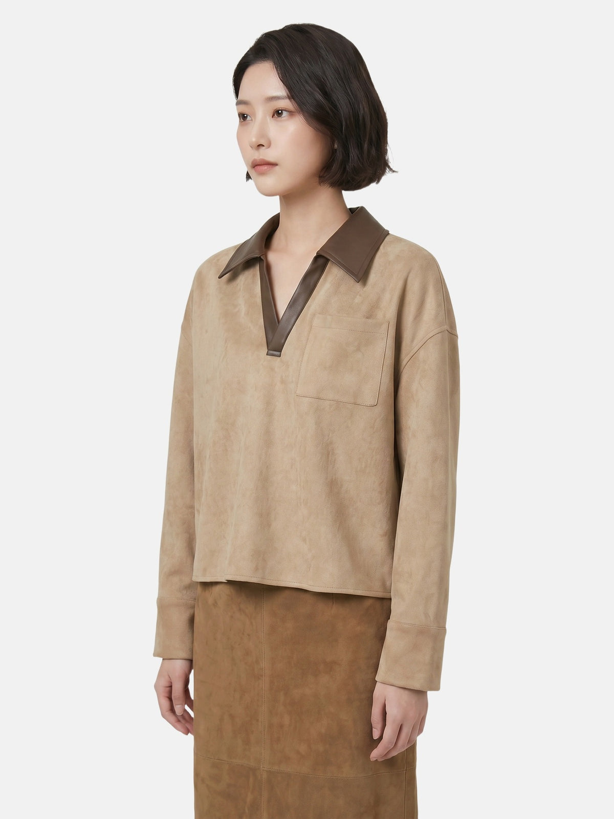 Camicia in Poliestere Cammello