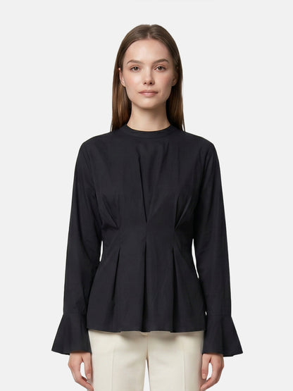 Blusa in 70% Viscosa 30% Tencel Nero