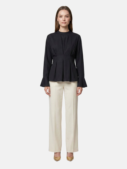Blusa in 70% Viscosa 30% Tencel Nero