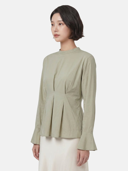 Blusa in 70% Viscosa 30% Tencel Verde Militare