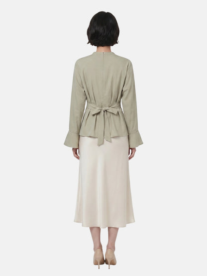 Blusa in 70% Viscosa 30% Tencel Verde Militare