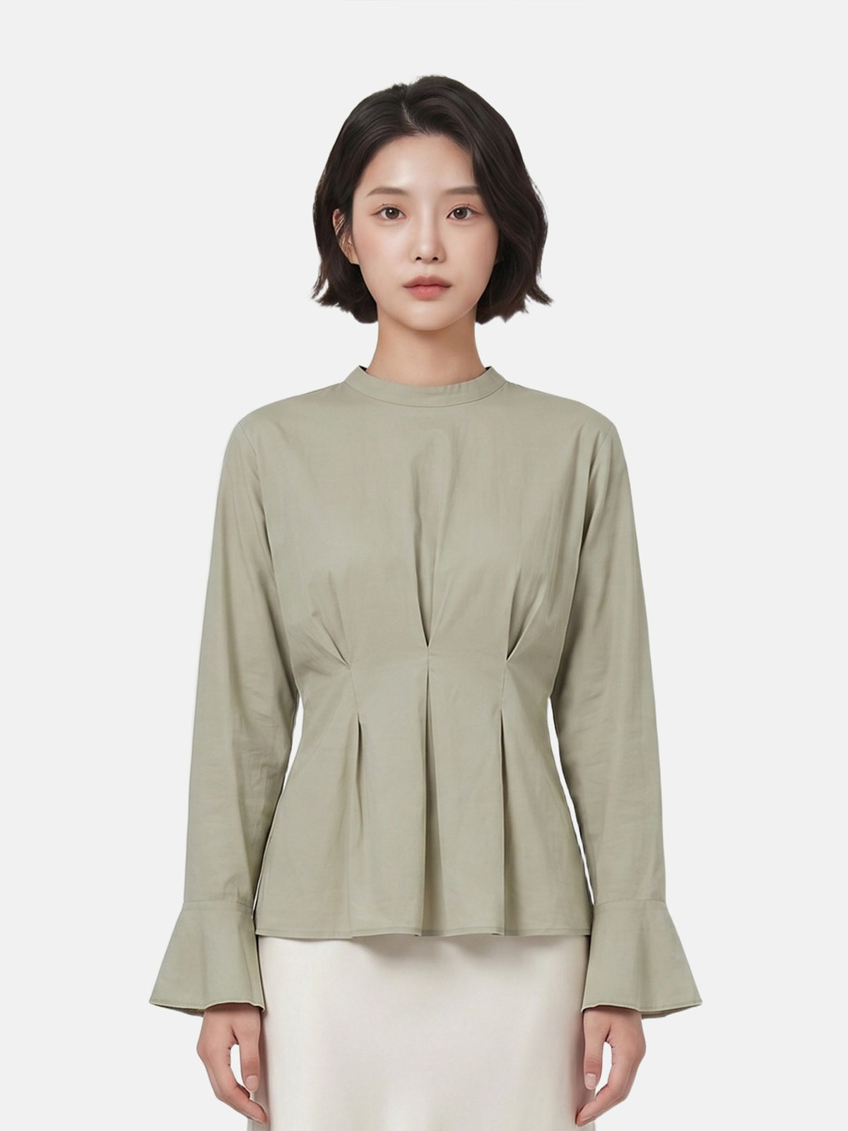 Blusa in 70% Viscosa 30% Tencel Verde Militare