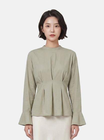 Blusa in 70% Viscosa 30% Tencel Verde Militare