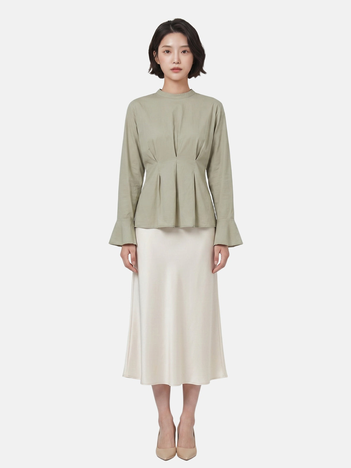Blusa in 70% Viscosa 30% Tencel Verde Militare