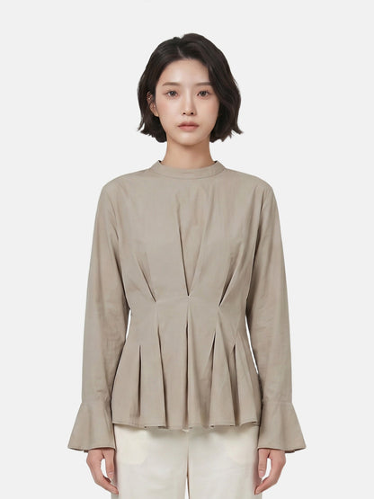 Blusa in 70% Viscosa 30% Tencel Beige Scuro