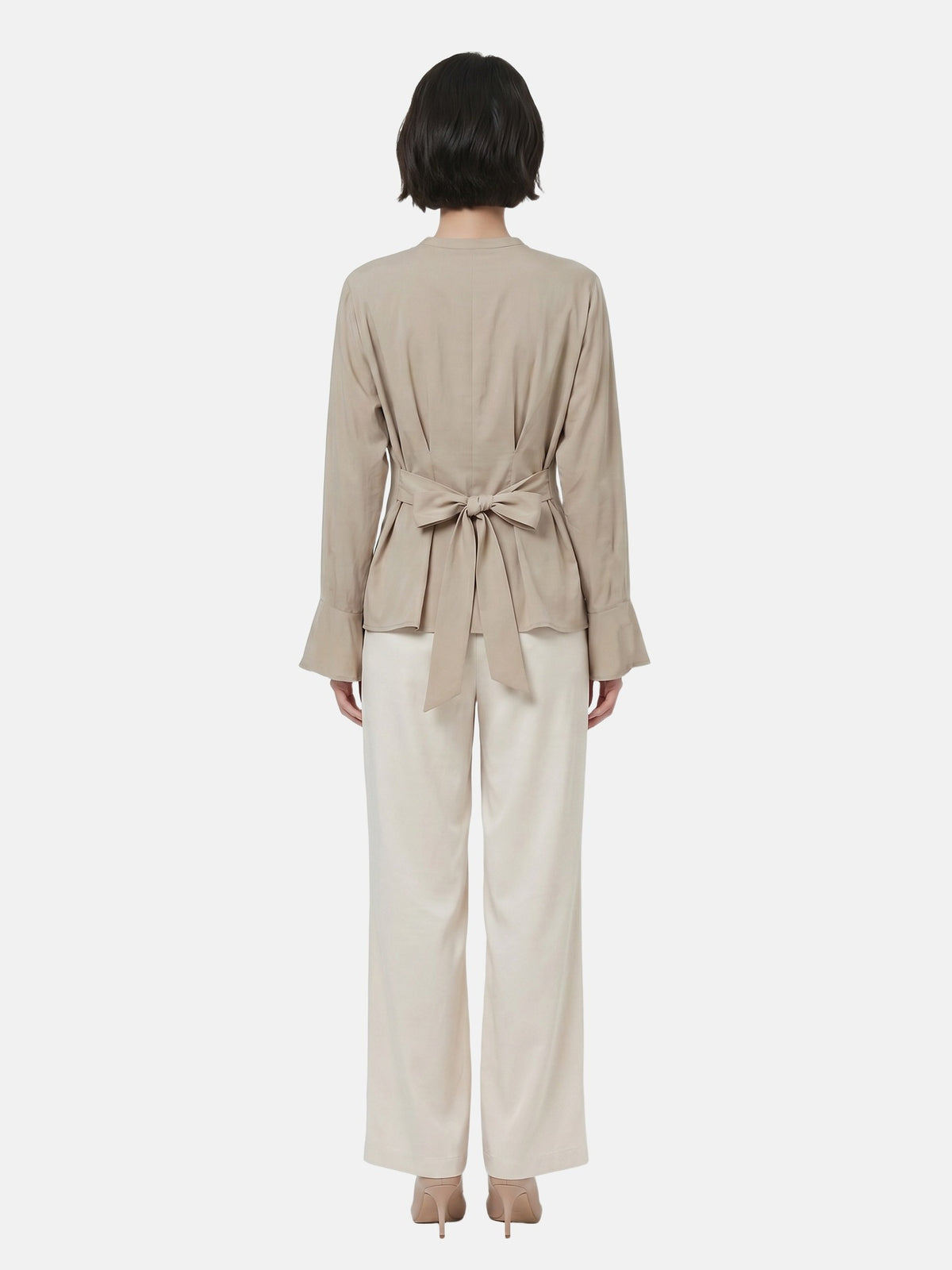 Blusa in 70% Viscosa 30% Tencel Beige Scuro