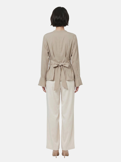 Blusa in 70% Viscosa 30% Tencel Beige Scuro