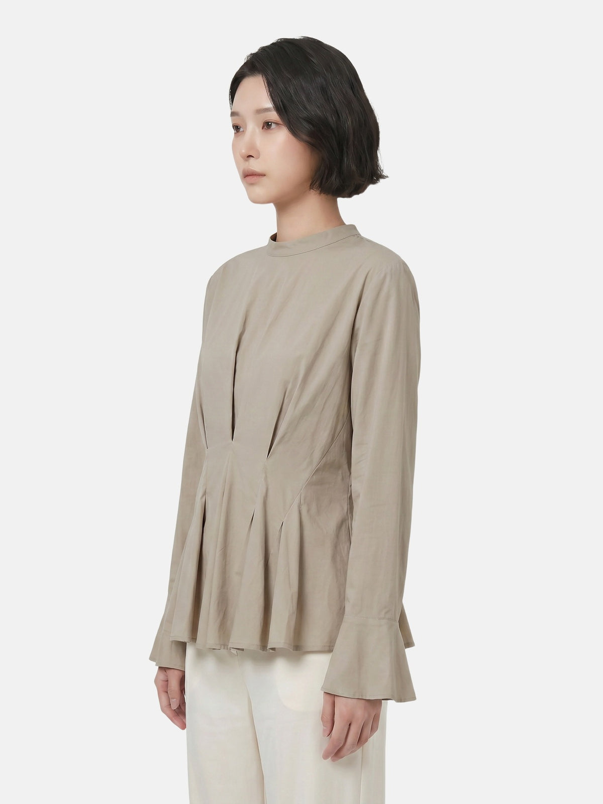 Blusa in 70% Viscosa 30% Tencel Beige Scuro