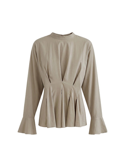 Blusa in 70% Viscosa 30% Tencel Beige Scuro