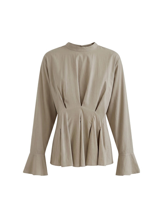 Blusa in 70% Viscosa 30% Tencel Beige Scuro