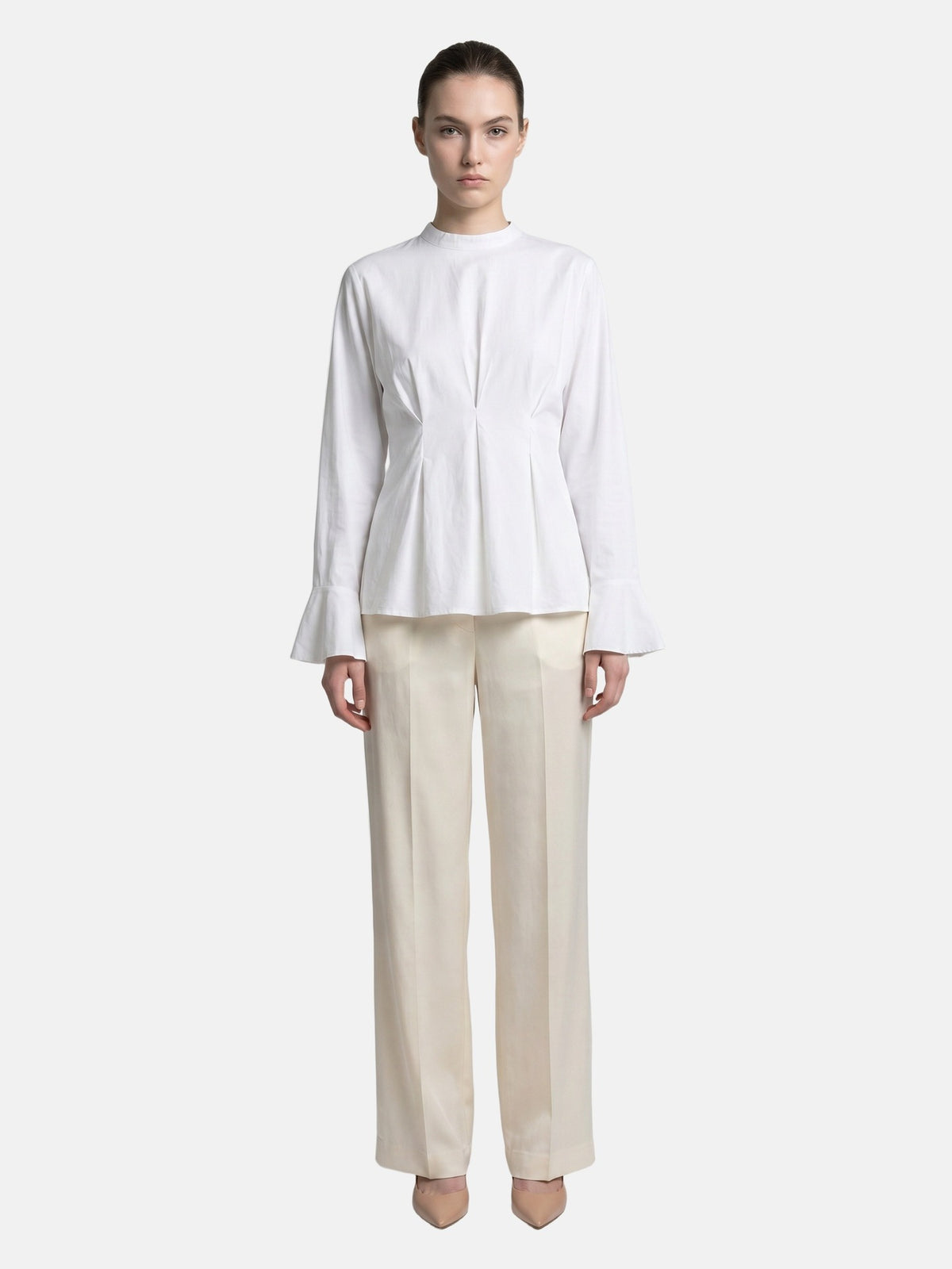 Blusa in 70% Viscosa 30% Tencel Bianco
