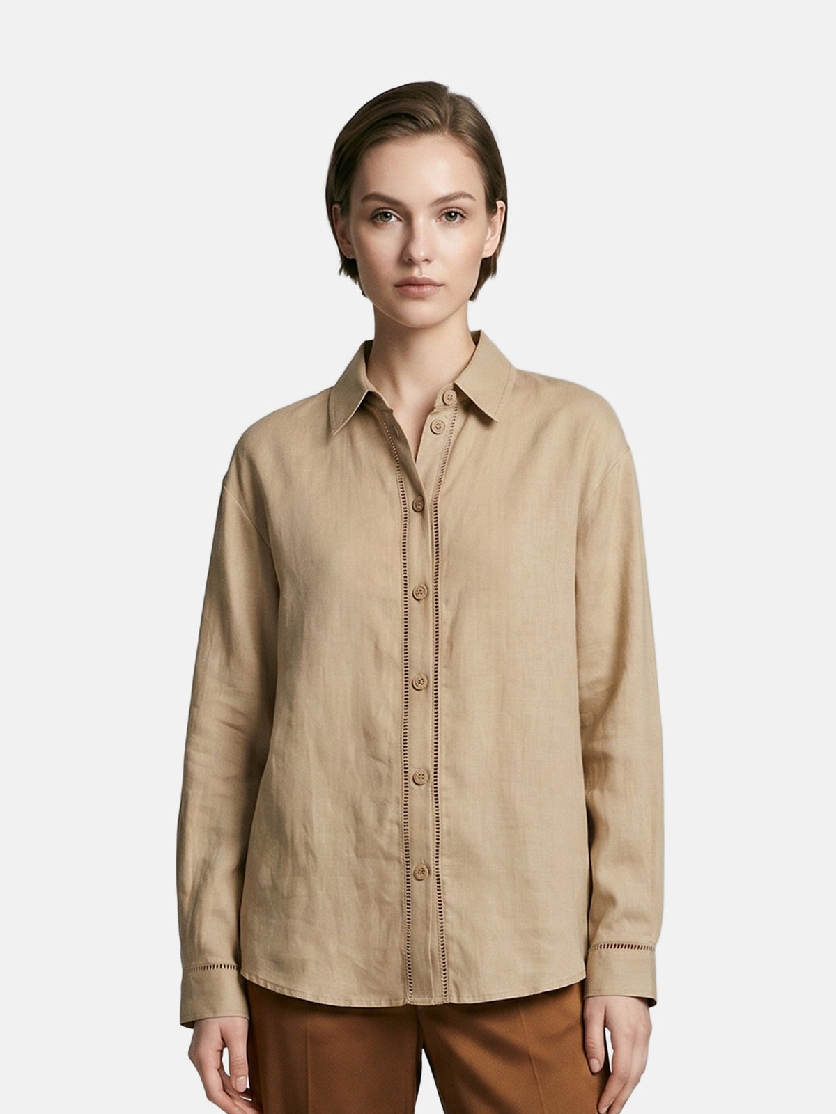 Camicia in Tencel Beige Scuro