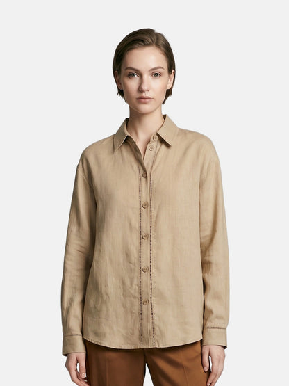 Camicia in Tencel Beige Scuro